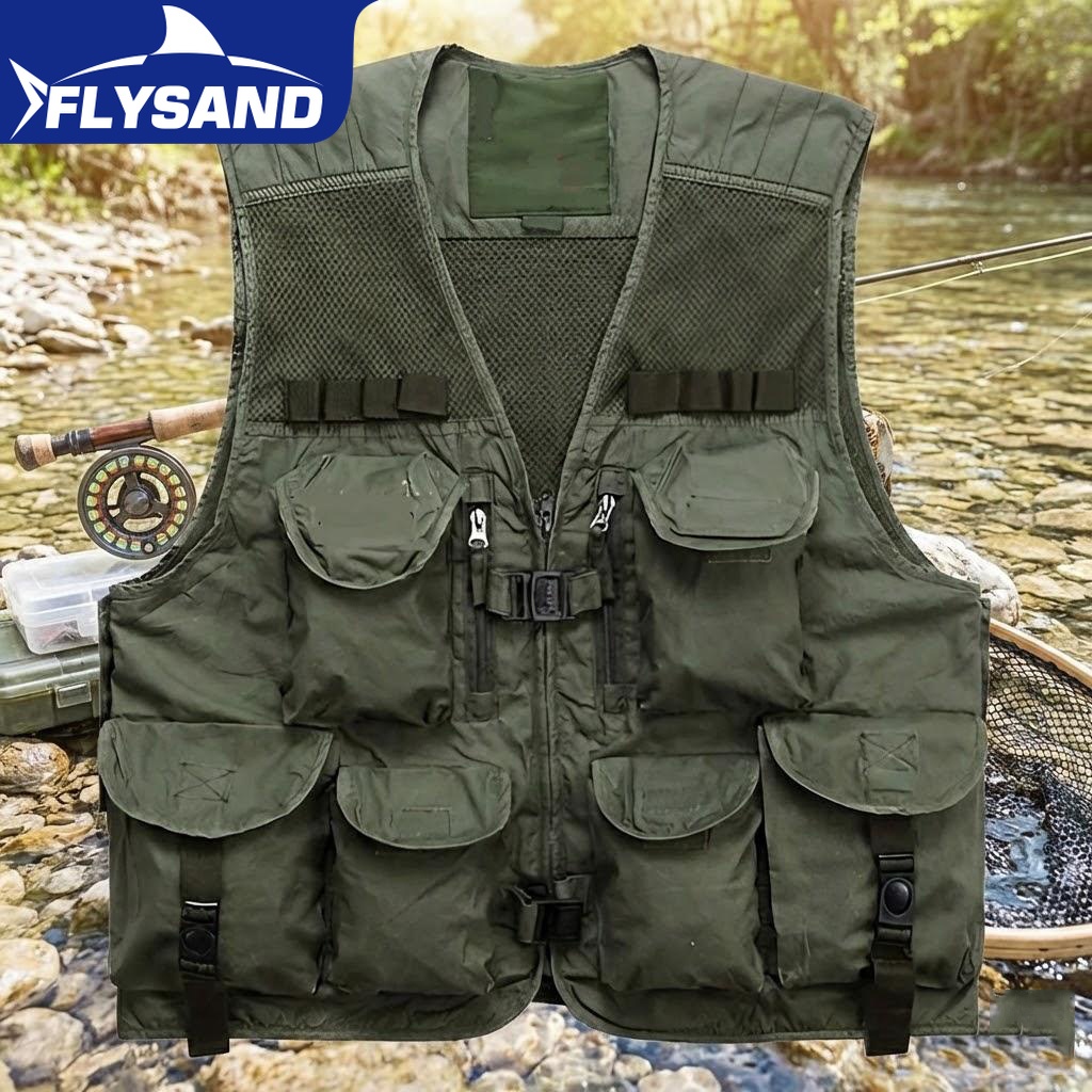 Men Fishing Vest 10 Pockets Br - Outdoor Hunting Fabric review and price