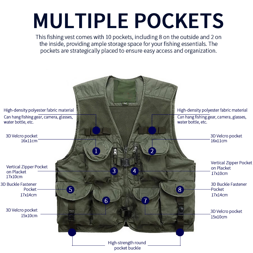Men Fishing Vest 10 Pockets Br - Outdoor Hunting Fabric review and price